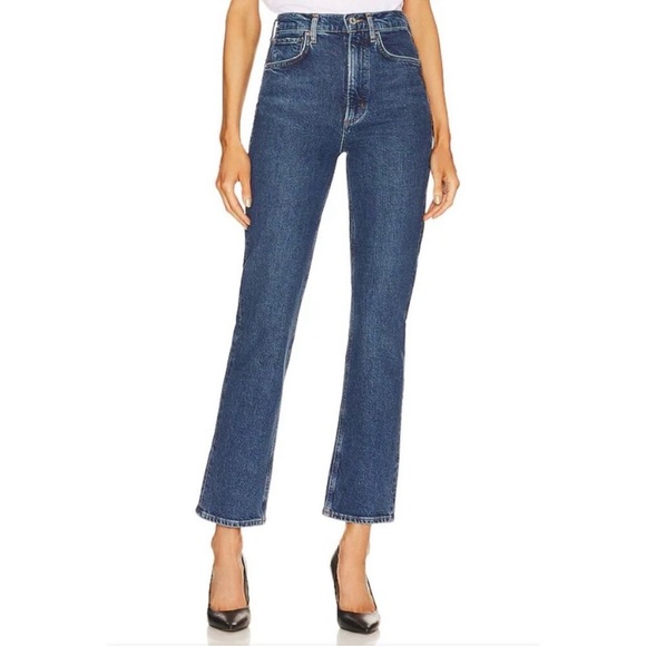 Agolde High Rise Stovepipe Straight Leg Denim Jeans in Aspire - Picture 1 of 14